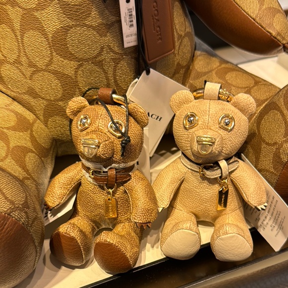 Coach Tan and Gold Teddy Bear Keychain - Picture 1 of 6